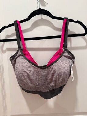 Natori 34H Gravity T-Shirt Sports Bra NWT Underwire 752201 Heather Gray / Pink